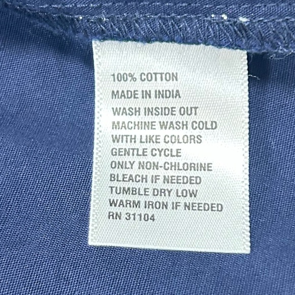 Crown & Ivy Navy Blue 3/4 Sleeve V Neck Pullover Blouse w/ White Trim Tie Sleeve - Picture 8 of 8